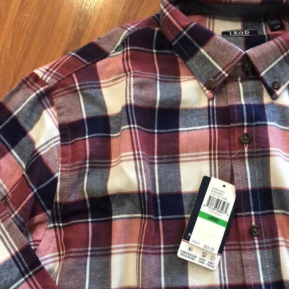 NWT Izod Flannel temperature regulating button down shirt size large. - Picture 5 of 8